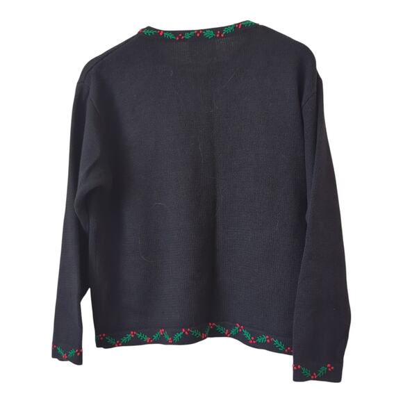 VTG Susan Bristol Angel Tree Country Kitsch Cardigan Ugly Christmas Sweater L - Picture 5 of 7